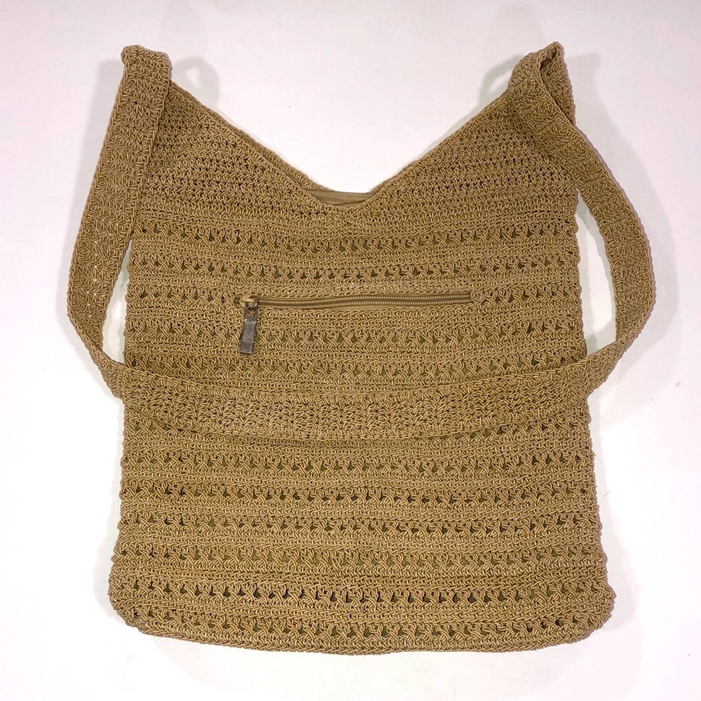 Camel color crochet shoulder / crossbody bag. New or EUC.